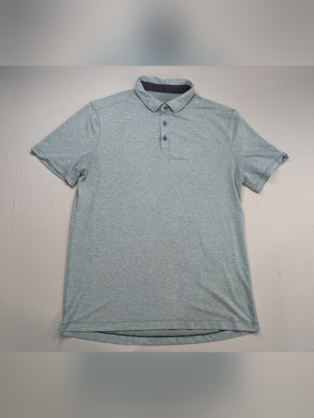 Lululemon Evolution Polo Shirt Men M Blue Gray Heather Short Sleeve Golf Casual